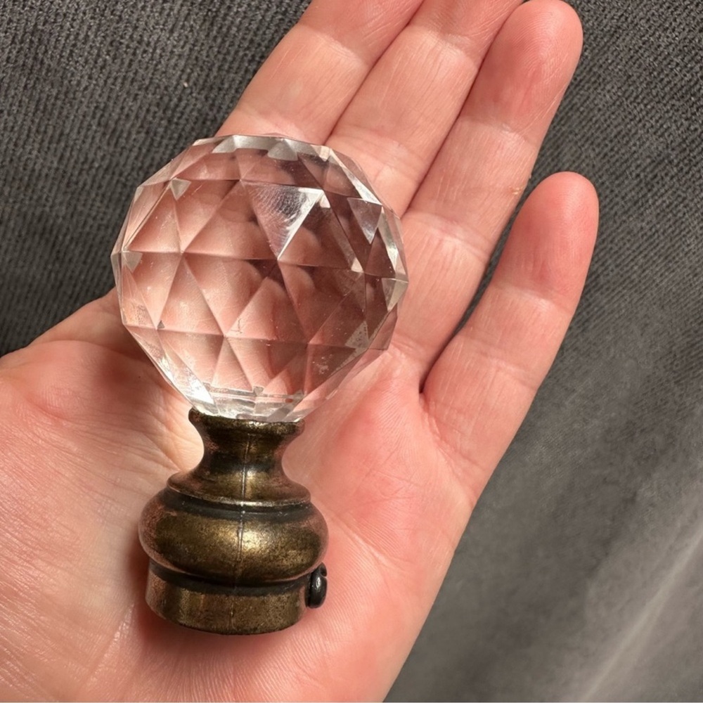 Vintage Large cut glass brass finial